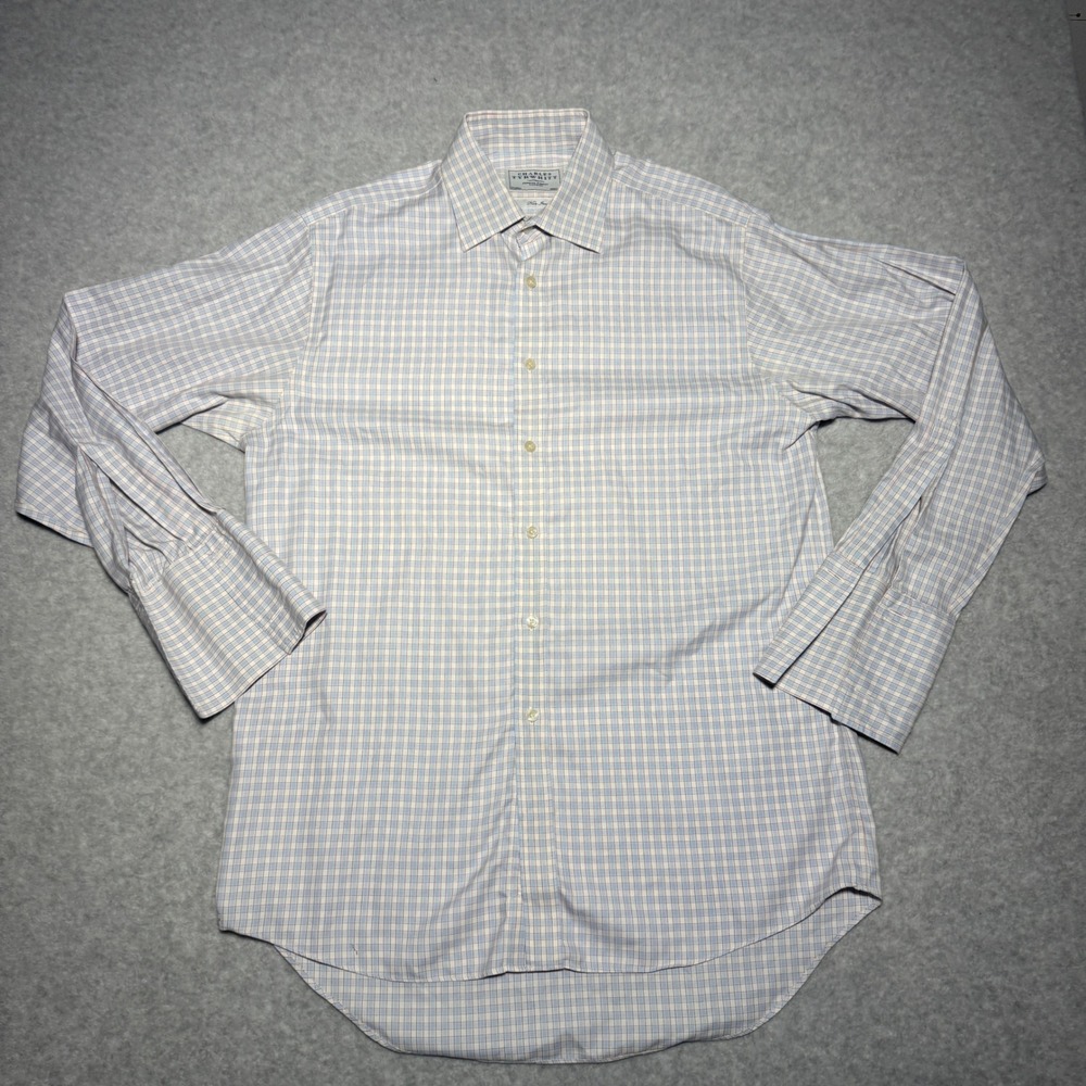 Charles Tyrwhitt Mens Dress Shirt 15.5‎ 33 Blue Burgundy Check Non Iron Cotton